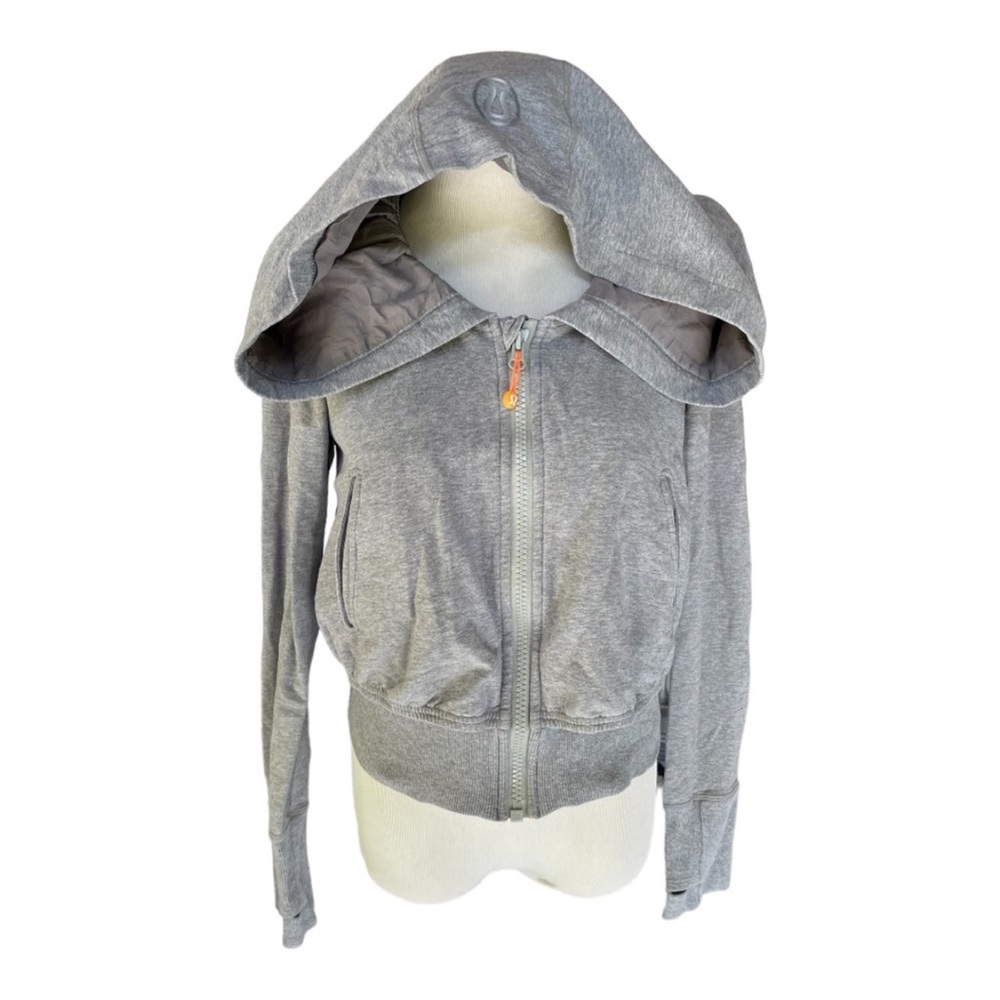 Vintage Rare Lululemon Cropped Full Zip Scuba Hoodie Size 6 Grey
